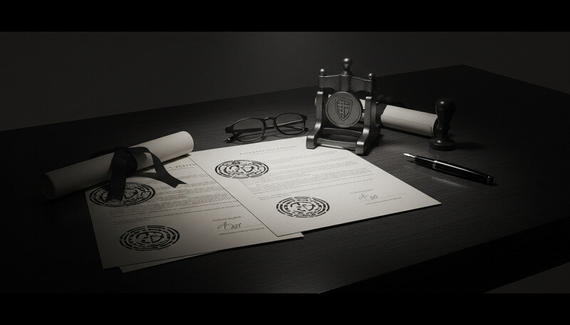 Professional estate planning documents on a desk with a pen and glasses