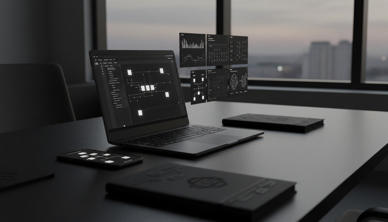 Professional law office with digital estate planning tools and documents displayed on computer screens